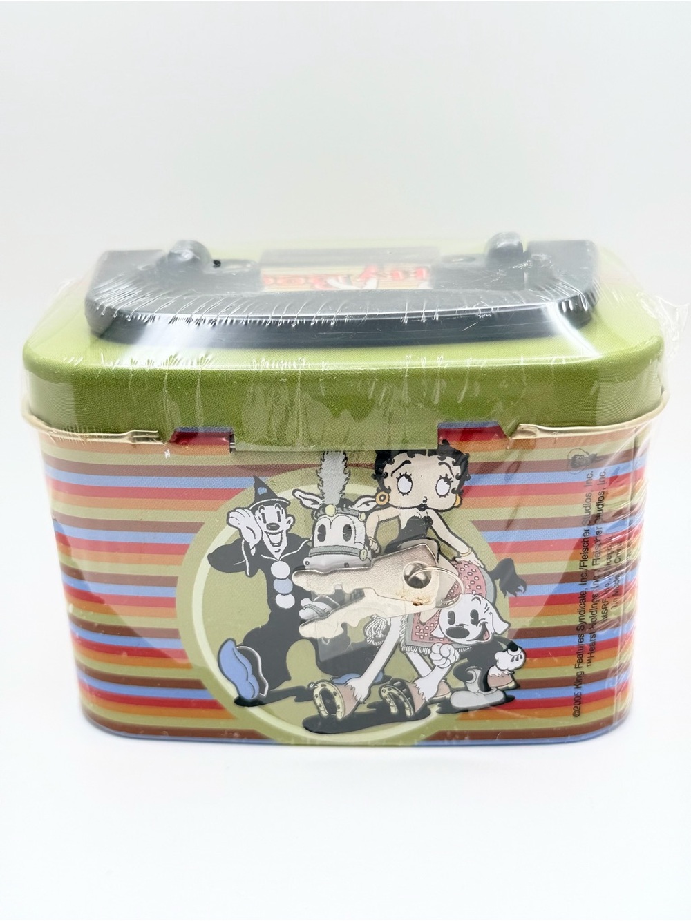 Vintage Betty Boop Metal Tin Lunch Box Coin Bank with Lock & Key - Brand New